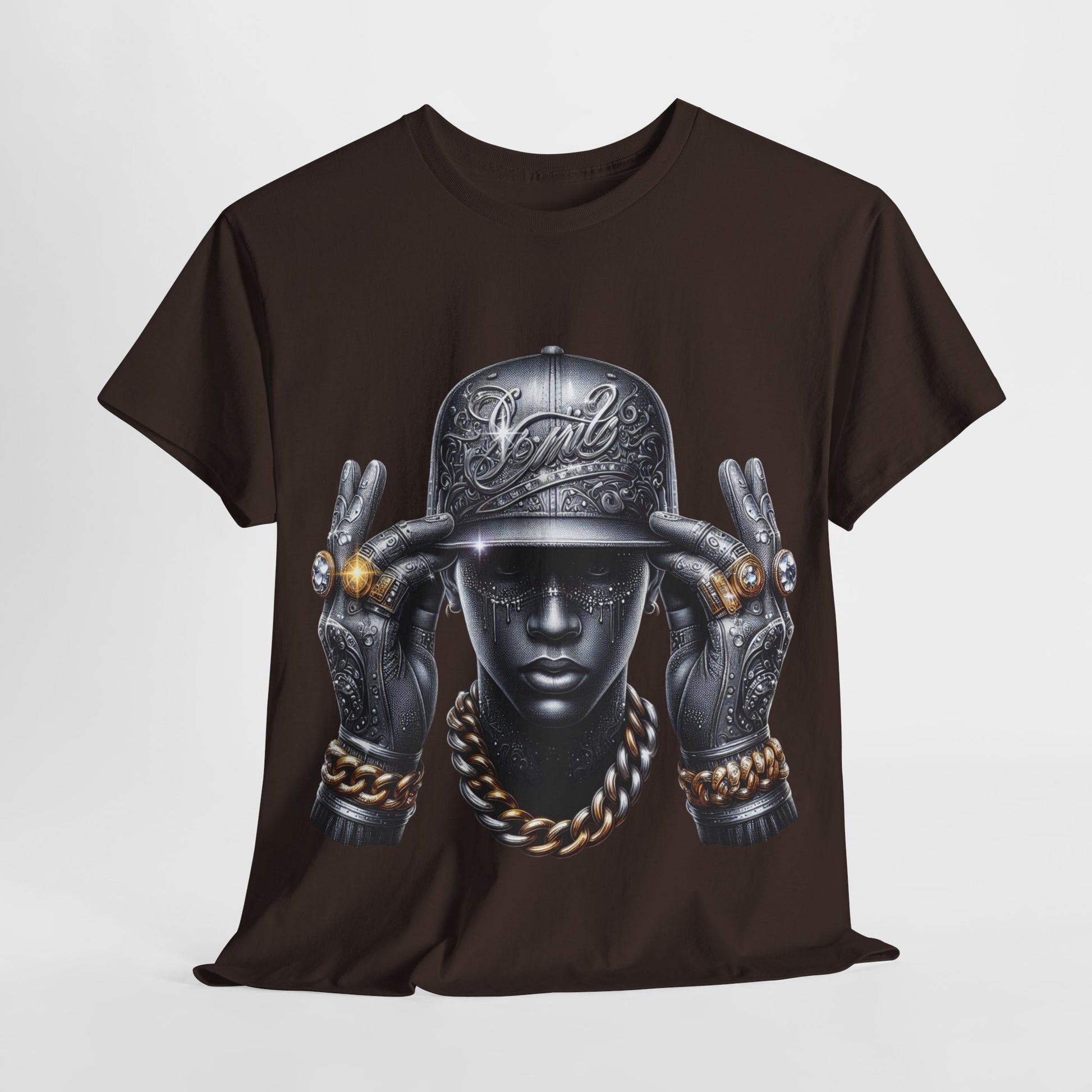 Metallic Man with Hat & Bling #4 Unisex Heavy Cotton Tee - 312tshirts 2
